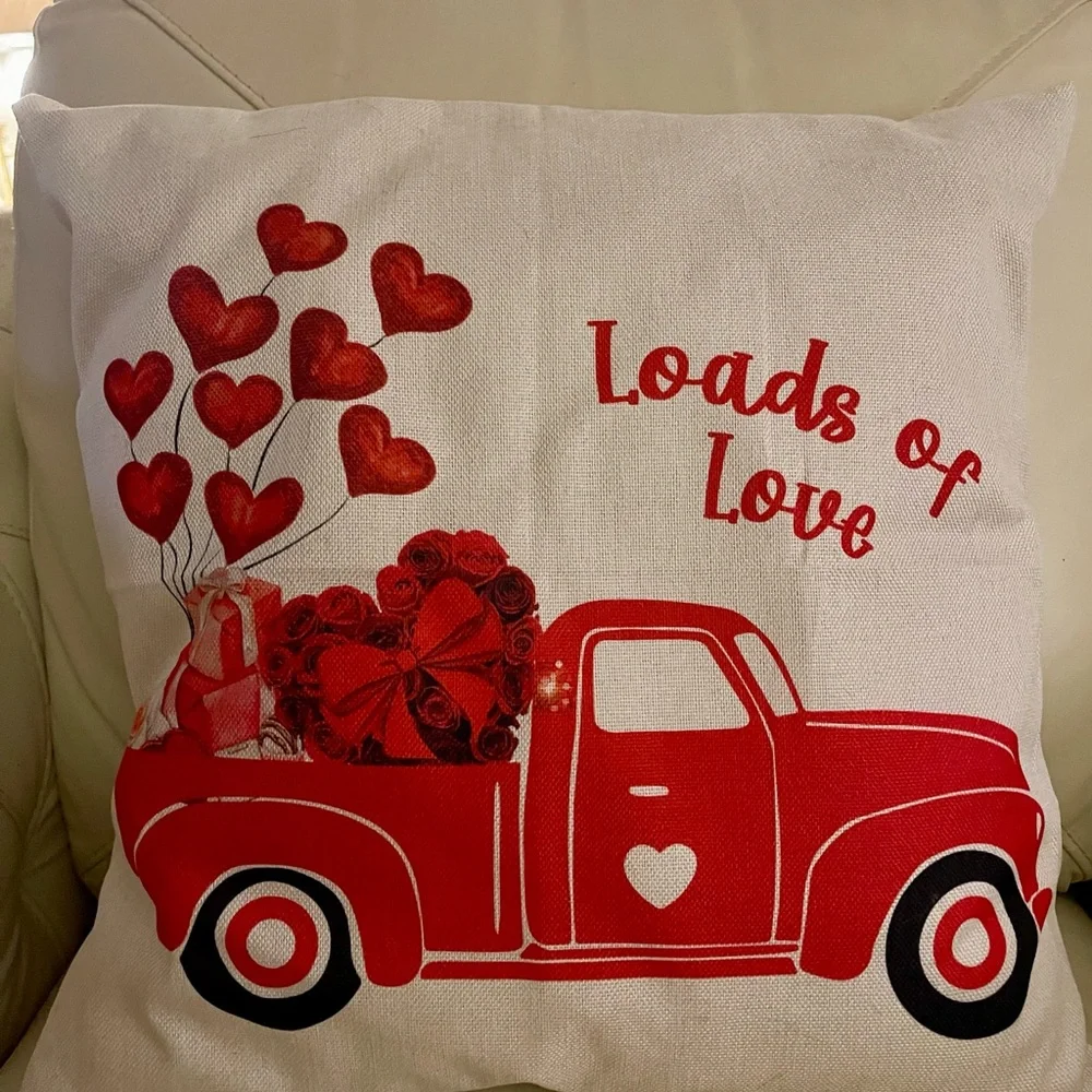 Red/White Home Decorative Pillow Covers (4 different designs included).  EUC! - Picture 3 of 4